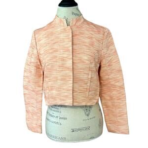 Fossil Tory burnt henna cropped linen blend blazer orange sz 4 work structured